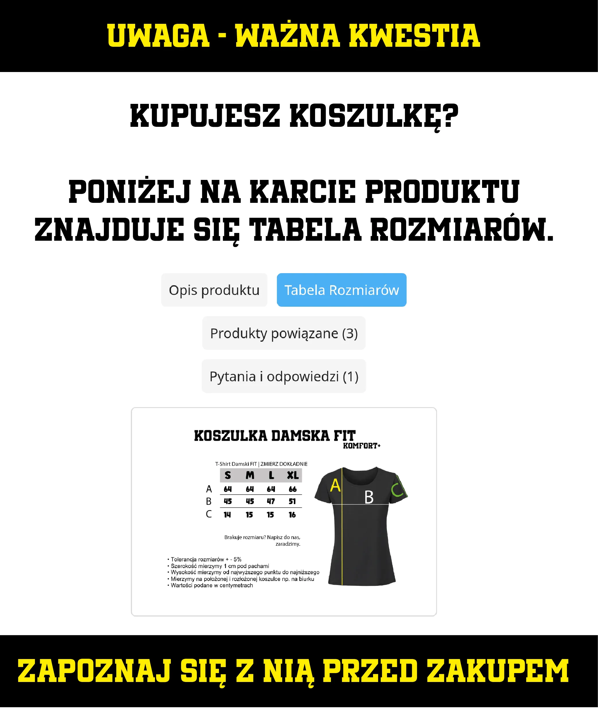 Informacja o Tabeli Rozmiarów
