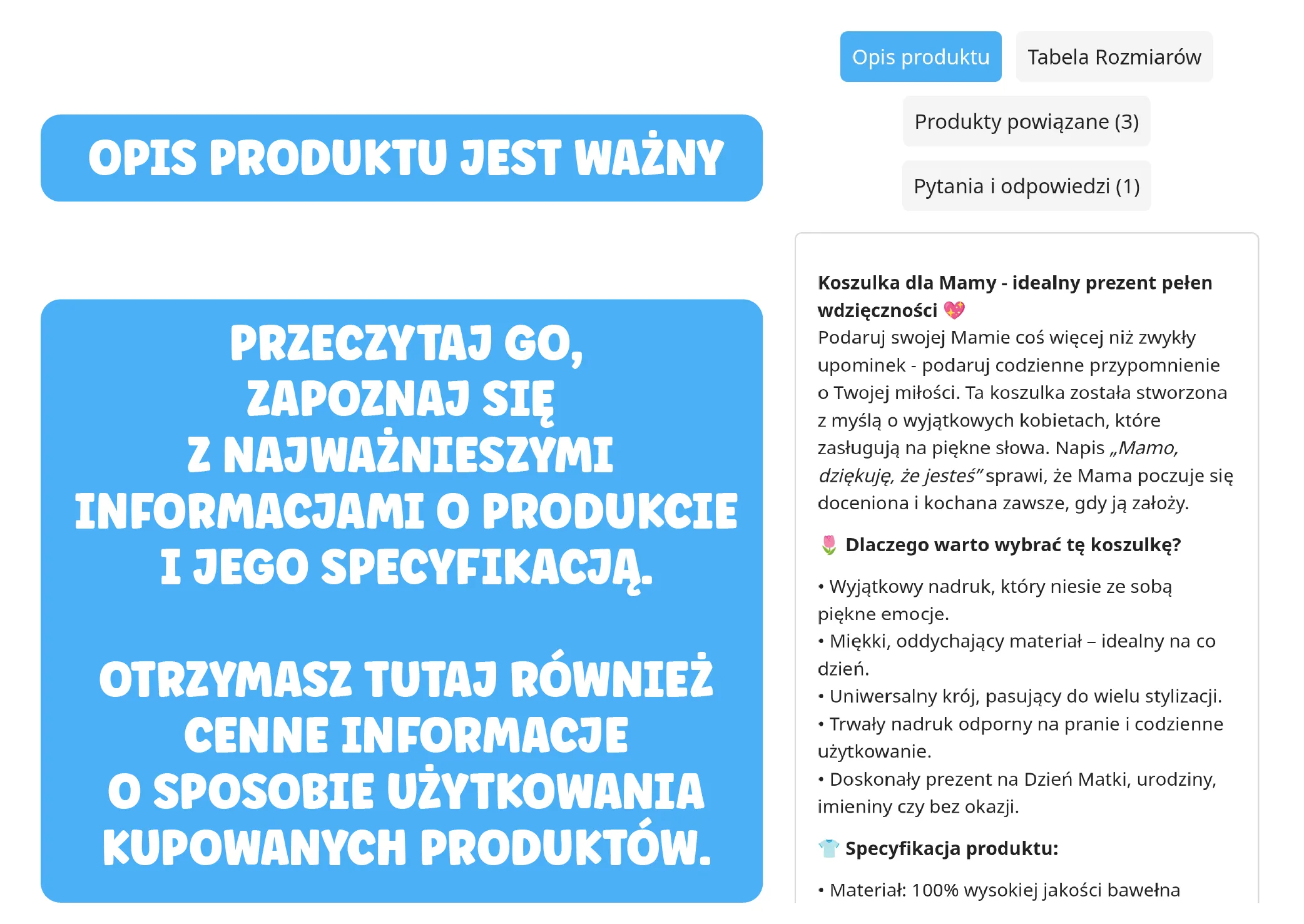 Zakładka opisu produktu i jej istota
