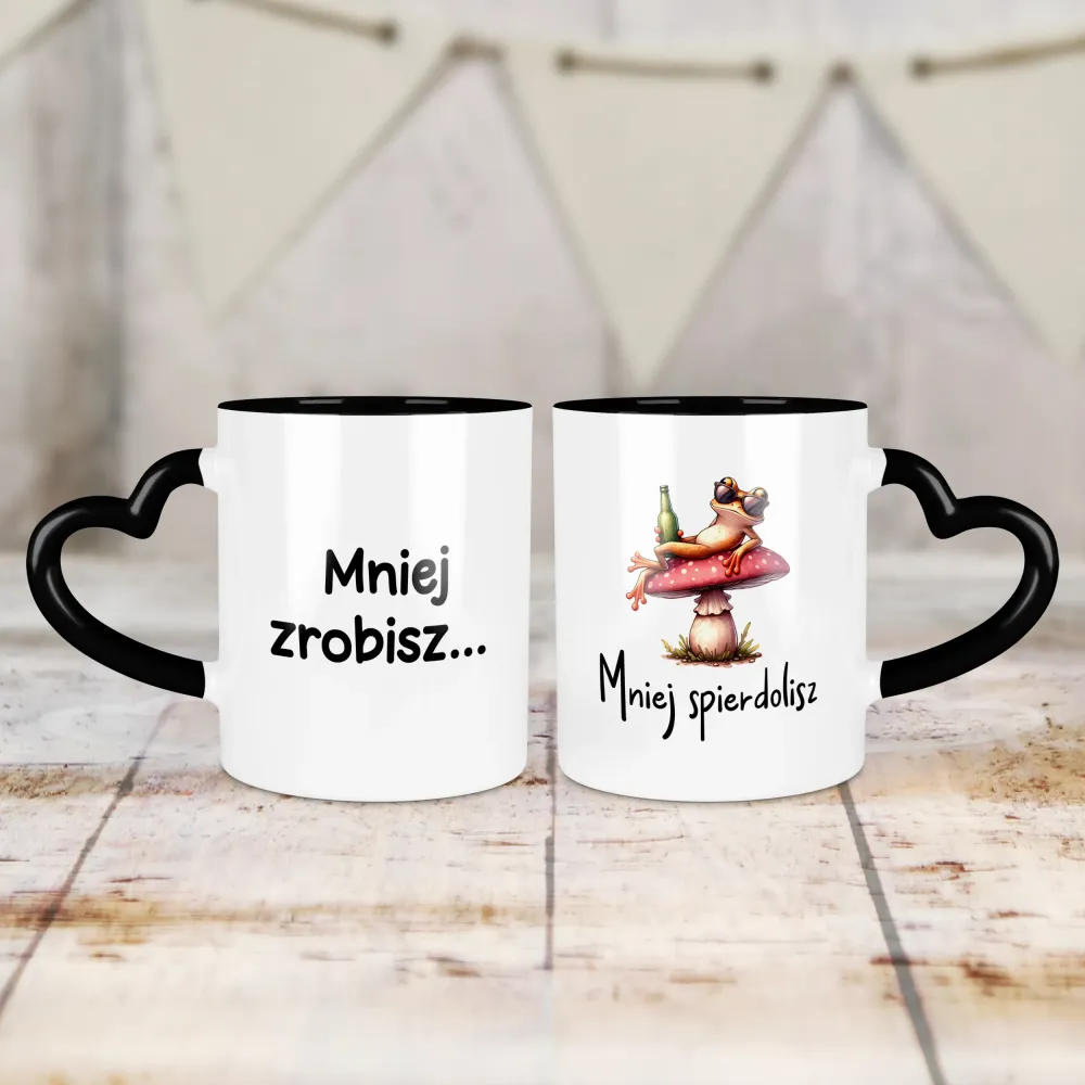 Kubek Serce - Mniej zrobisz mniej spierdolisz