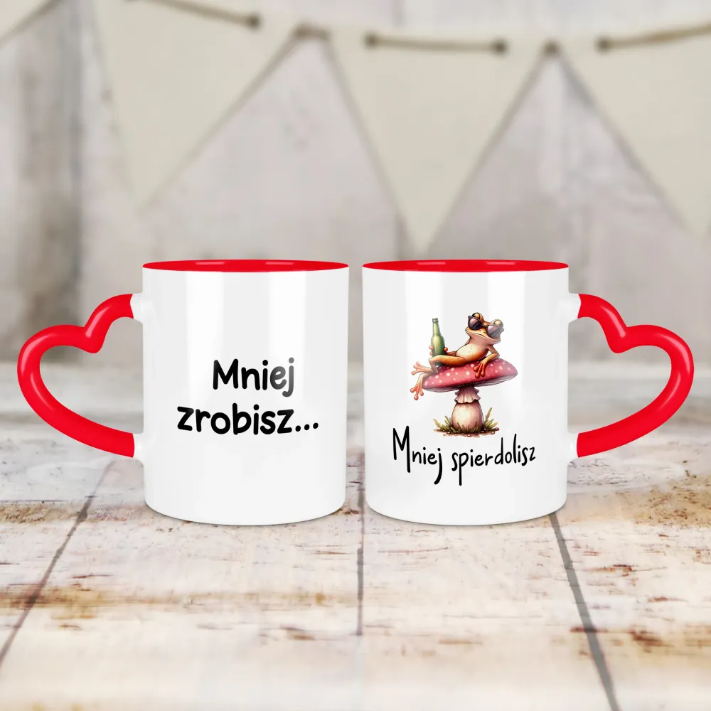 Kubek Serce - Mniej zrobisz mniej spierdolisz