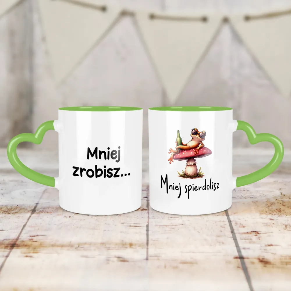 Kubek Serce - Mniej zrobisz mniej spierdolisz