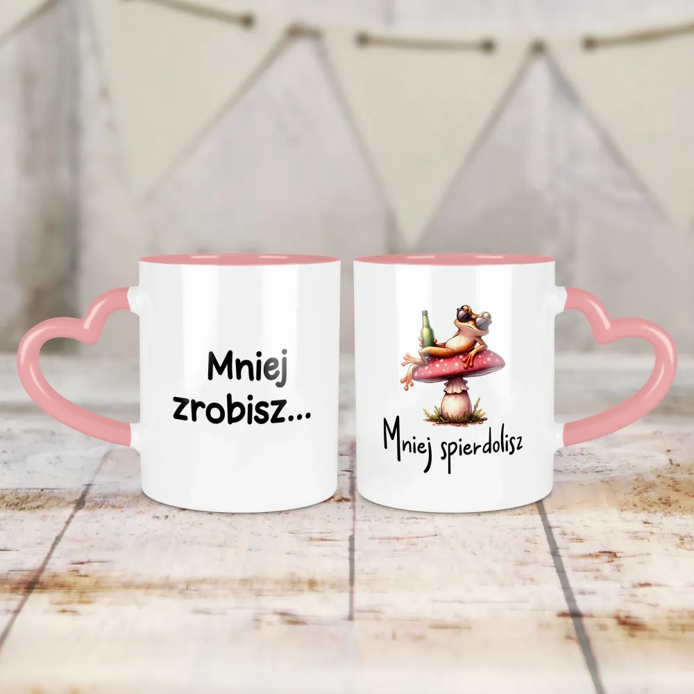 Kubek Serce - Mniej zrobisz mniej spierdolisz
