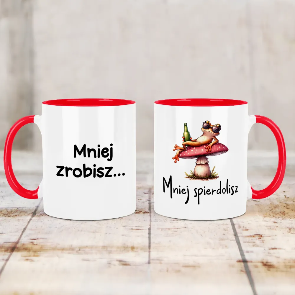 Kubek KolorMix - Mniej zrobisz mniej spierdolisz
