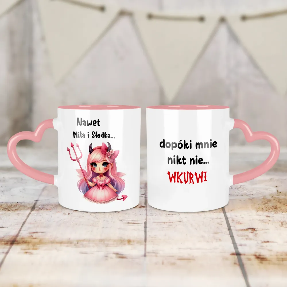 Kubek Serce - Nawet miła i słodka... Dopóki mnie nikt nie wkurwi!