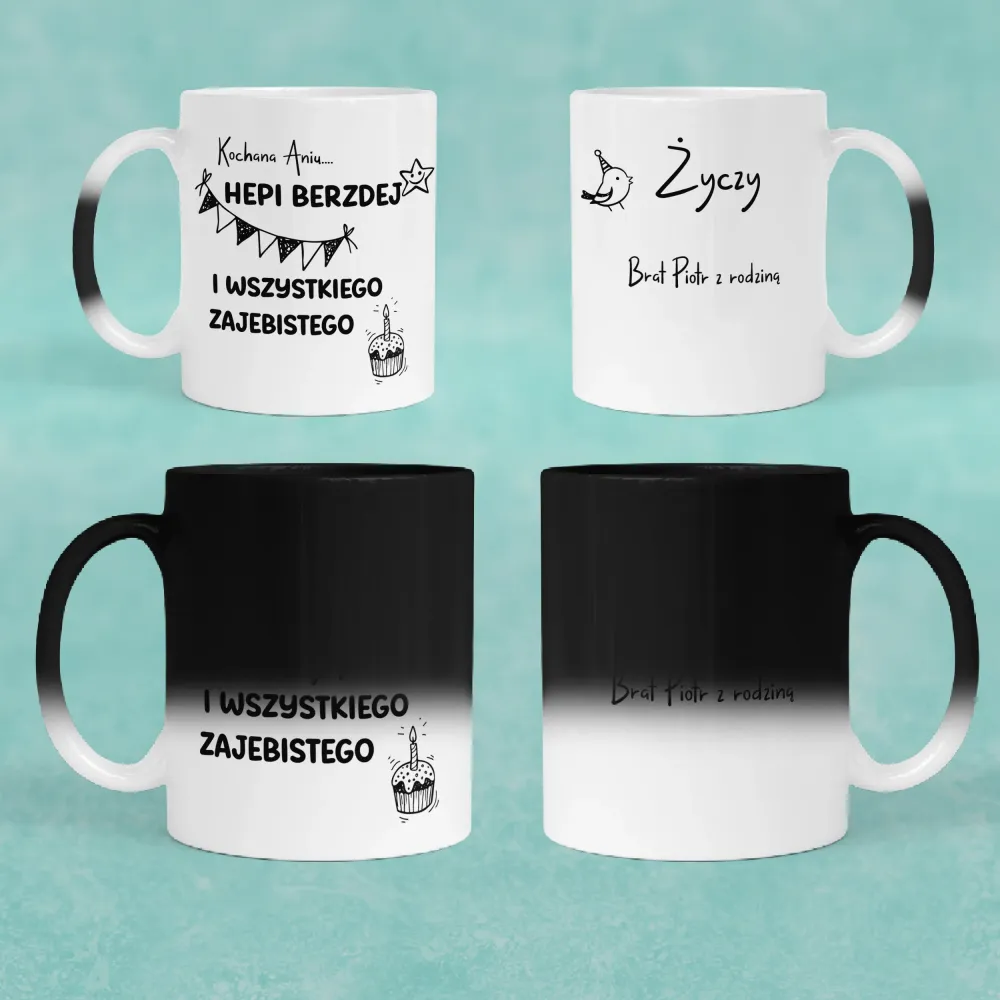 Kubek KolorMix - HEPI BERZDEJ I WSZYSTKIEGO ZAJEBISTEGO + imię i kto życzy - personalizuj