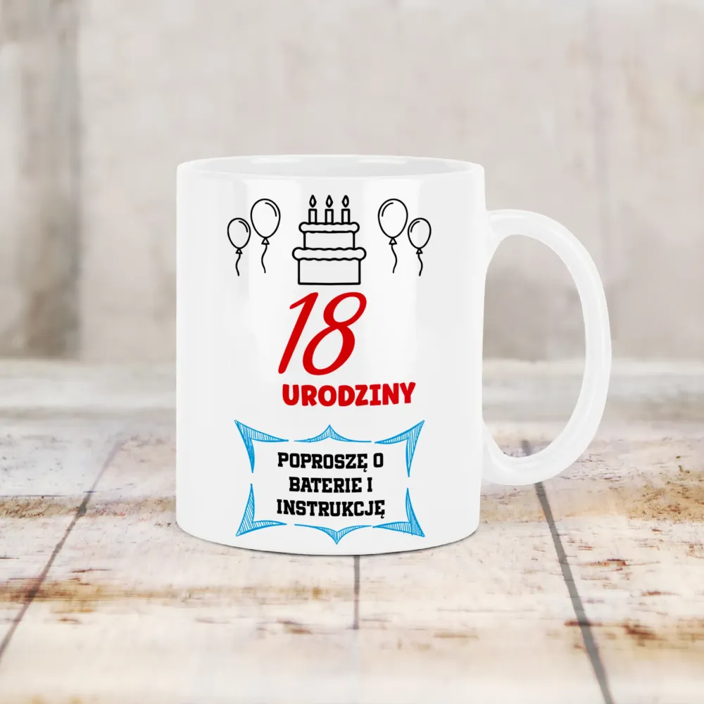 Kubek KolorMix - 18 Urodziny | poproszę o baterie i instrukcję