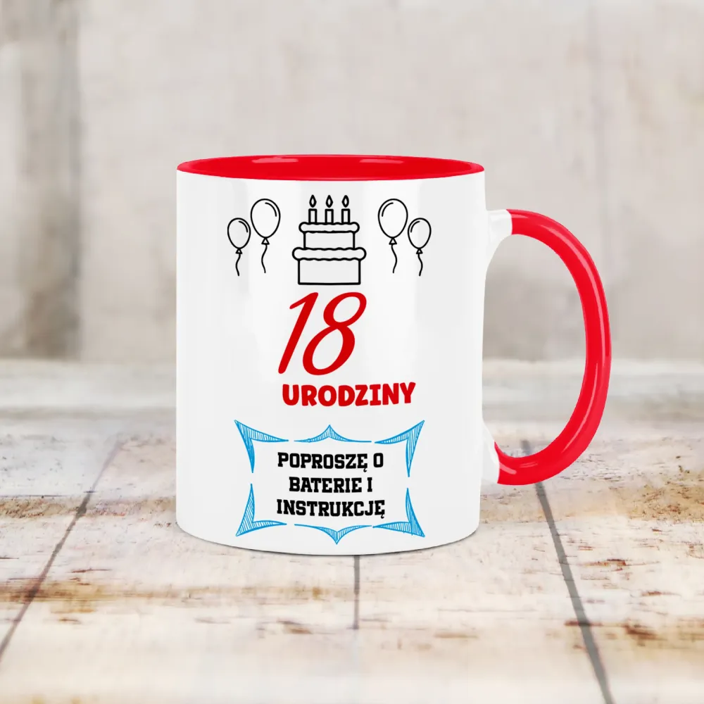Kubek KolorMix - 18 Urodziny | poproszę o baterie i instrukcję