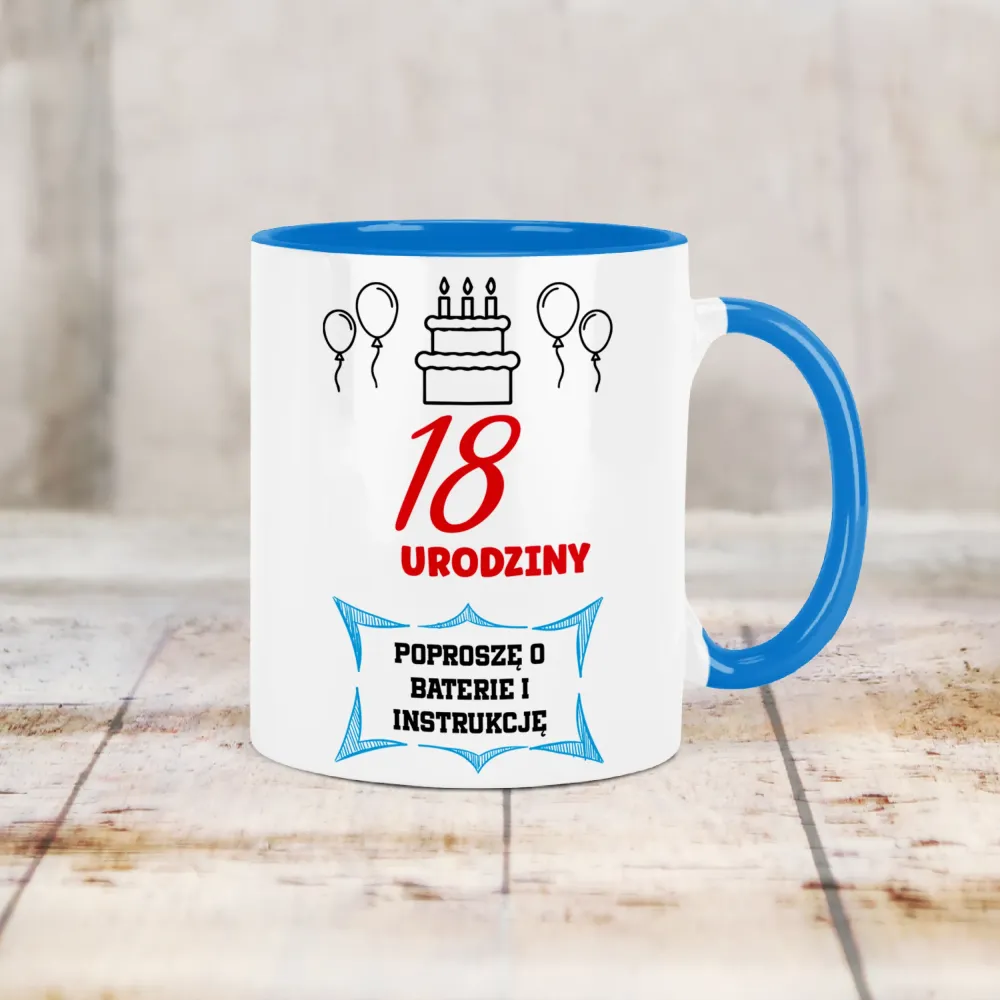 Kubek KolorMix - 18 Urodziny | poproszę o baterie i instrukcję