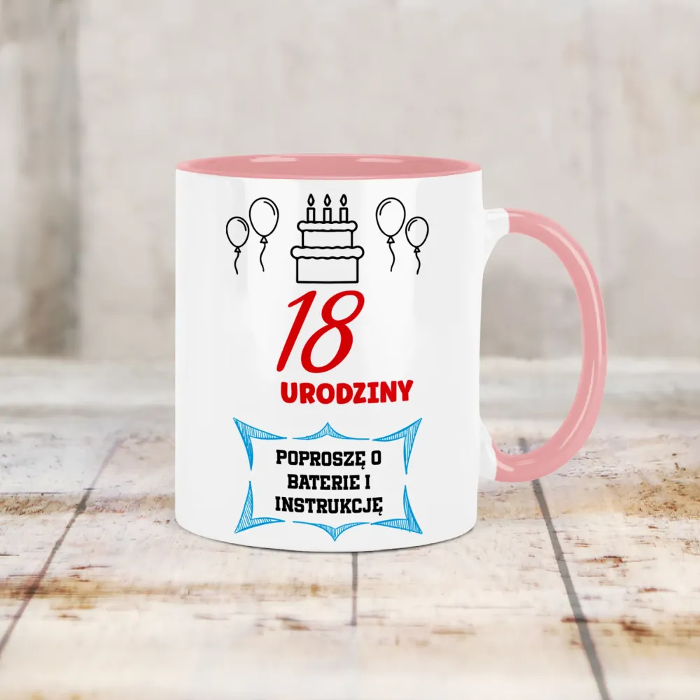 Kubek KolorMix - 18 Urodziny | poproszę o baterie i instrukcję
