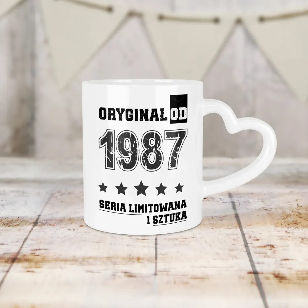 Kubek Serce - ORYGINAŁ OD - rok urodzenia - personalizuj