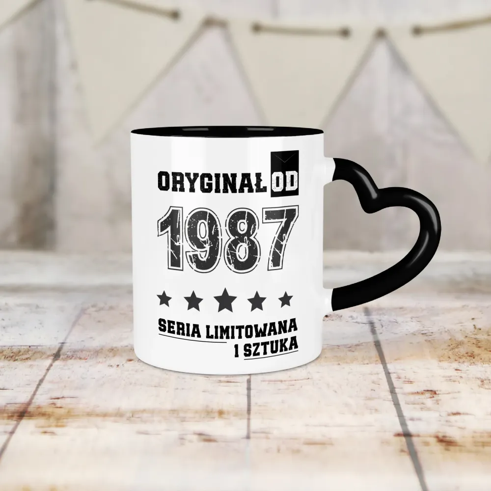 Kubek Serce - ORYGINAŁ OD - rok urodzenia - personalizuj