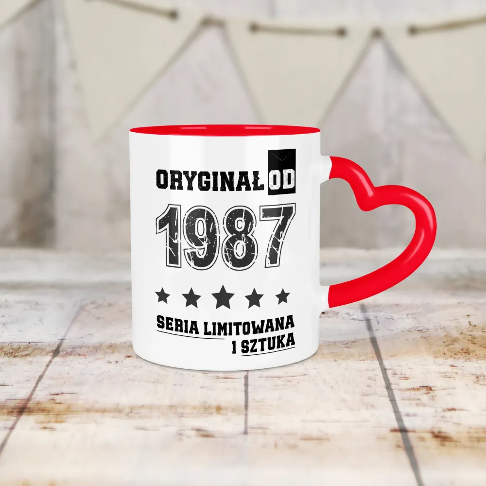 Kubek Serce - ORYGINAŁ OD - rok urodzenia - personalizuj