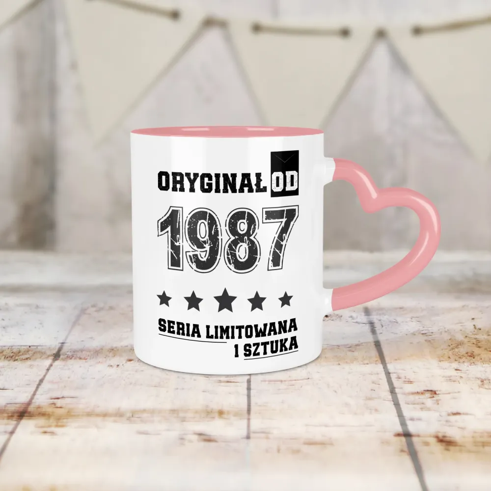 Kubek Serce - ORYGINAŁ OD - rok urodzenia - personalizuj