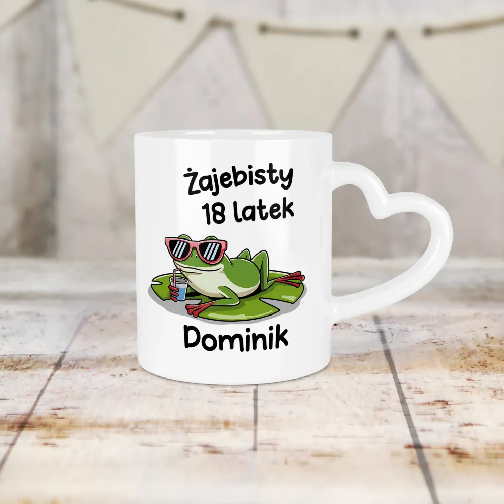 Kubek Serce - ŻAJEBISTY 18 latek + imię - personalizuj imię i rok