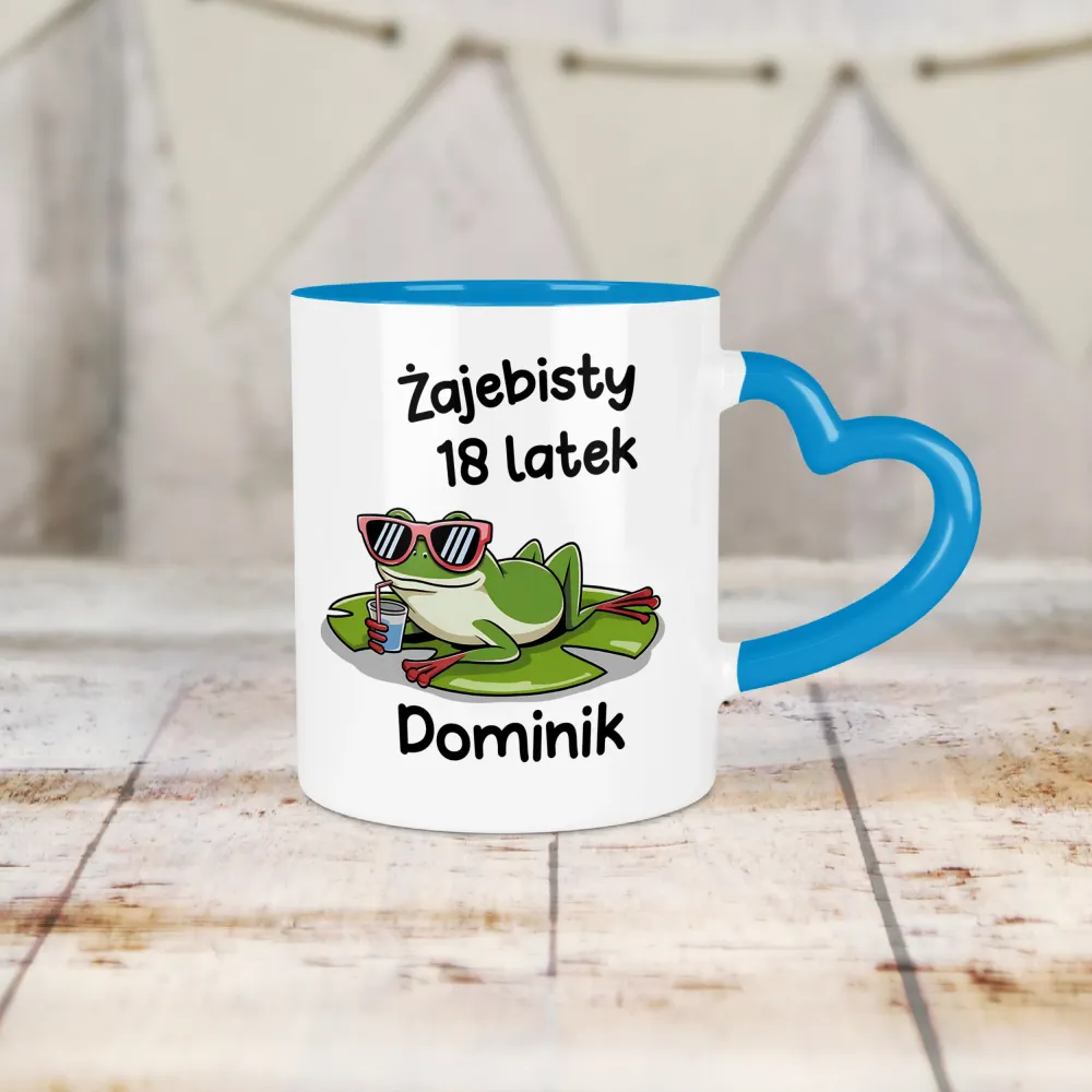 Kubek Serce - ŻAJEBISTY 18 latek + imię - personalizuj imię i rok
