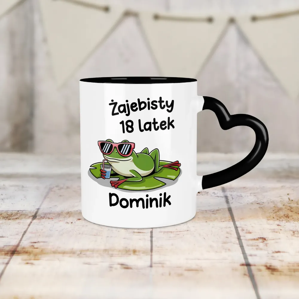 Kubek Serce - ŻAJEBISTY 18 latek + imię - personalizuj imię i rok