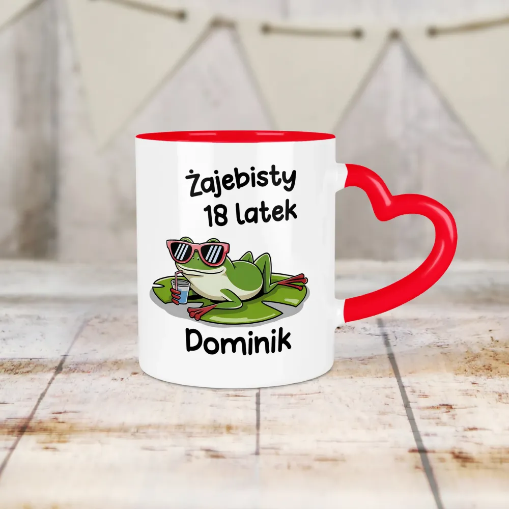 Kubek Serce - ŻAJEBISTY 18 latek + imię - personalizuj imię i rok