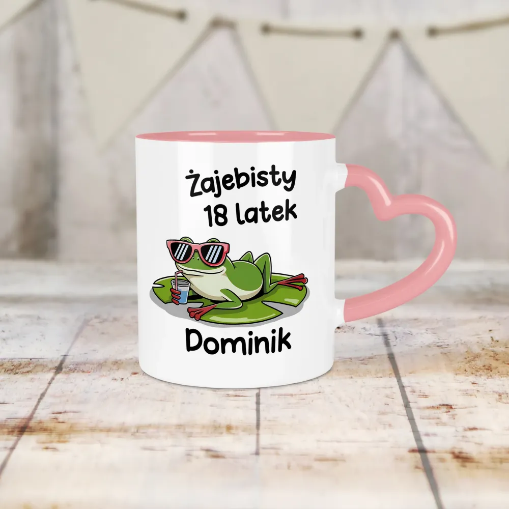 Kubek Serce - ŻAJEBISTY 18 latek + imię - personalizuj imię i rok