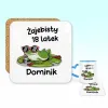 Podkładka pod kubek - ŻAJEBISTY 18 latek + imię - personalizuj imię i rok