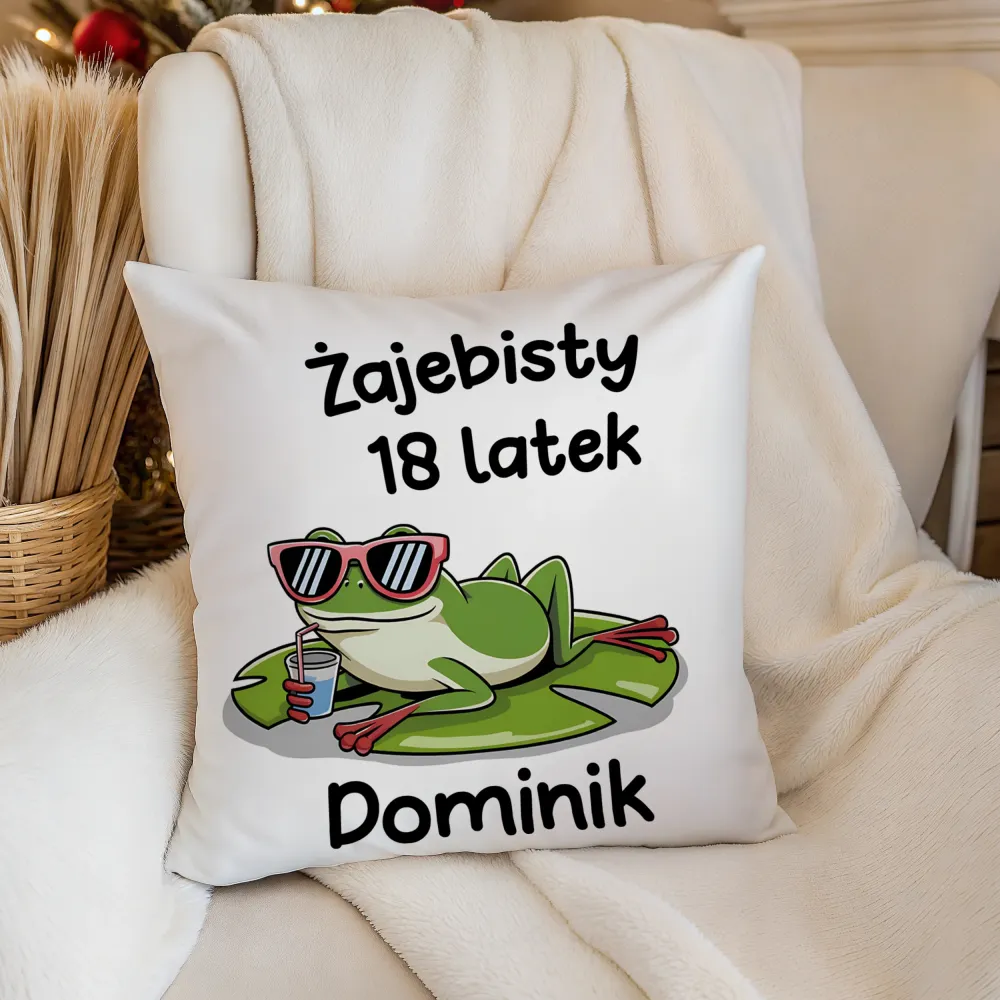 Poduszka - ŻAJEBISTY 18 latek + imię - personalizuj imię i rok