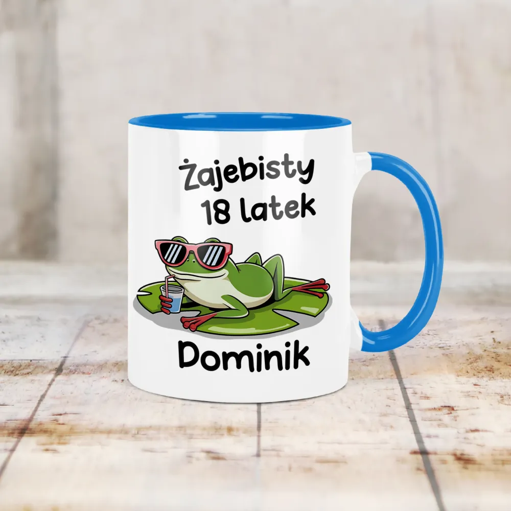 Kubek KolorMix - ŻAJEBISTY 18 latek + imię - personalizuj imię i rok