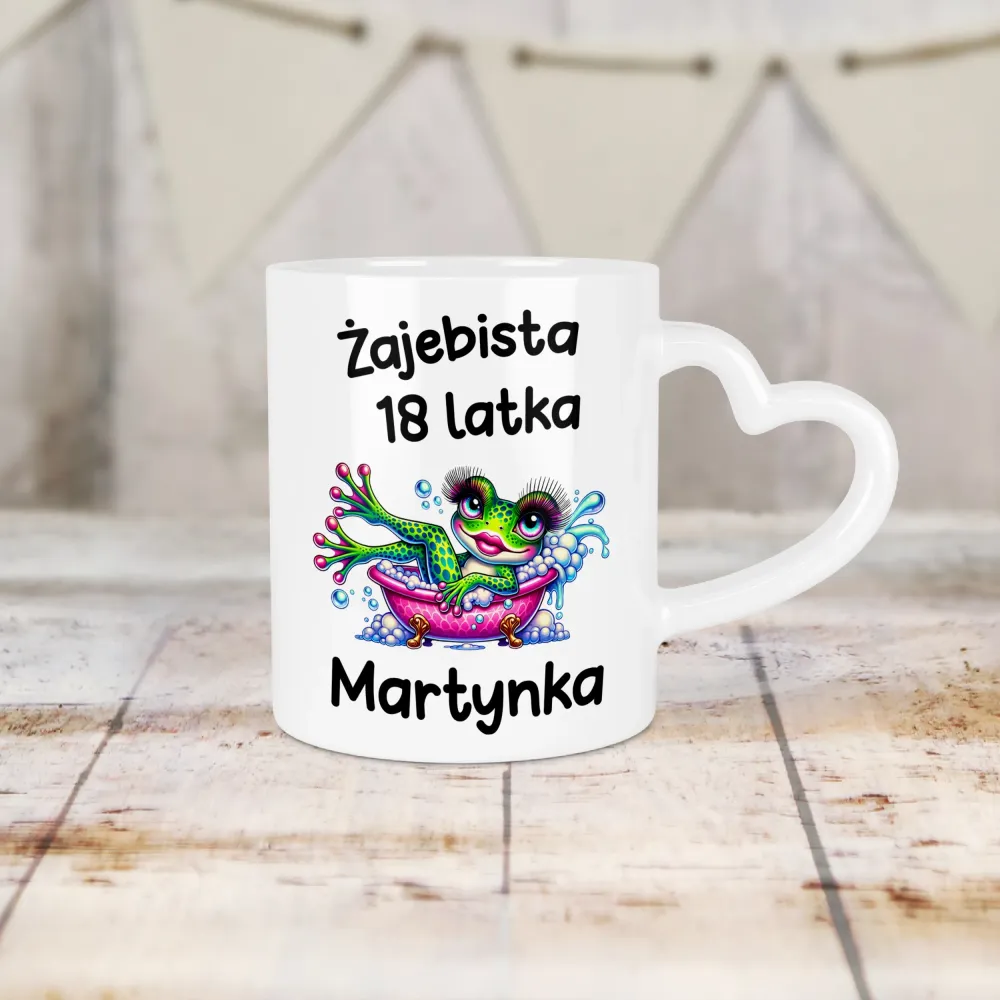 Kubek Serce - ŻAJEBISTA 18 latka + imię - personalizuj imię i rok