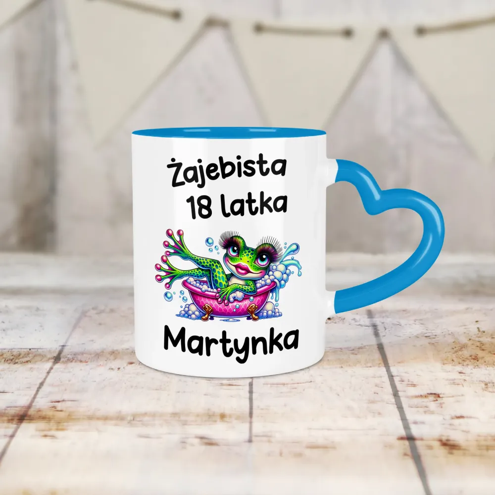 Kubek Serce - ŻAJEBISTA 18 latka + imię - personalizuj imię i rok