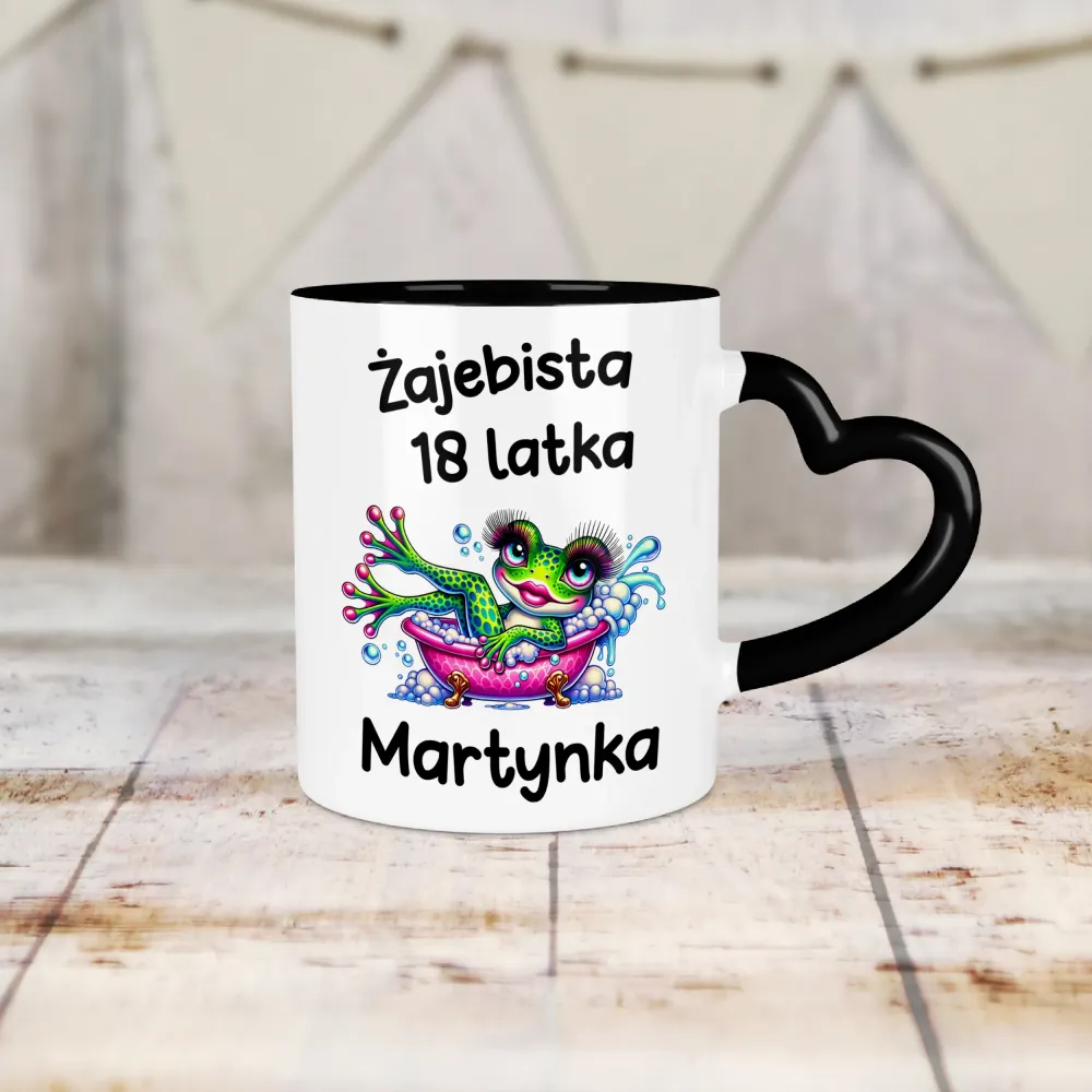 Kubek Serce - ŻAJEBISTA 18 latka + imię - personalizuj imię i rok