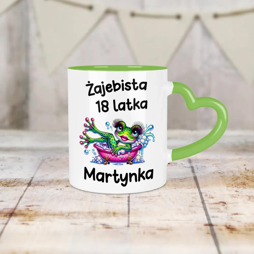 Kubek Serce - ŻAJEBISTA 18 latka + imię - personalizuj imię i rok