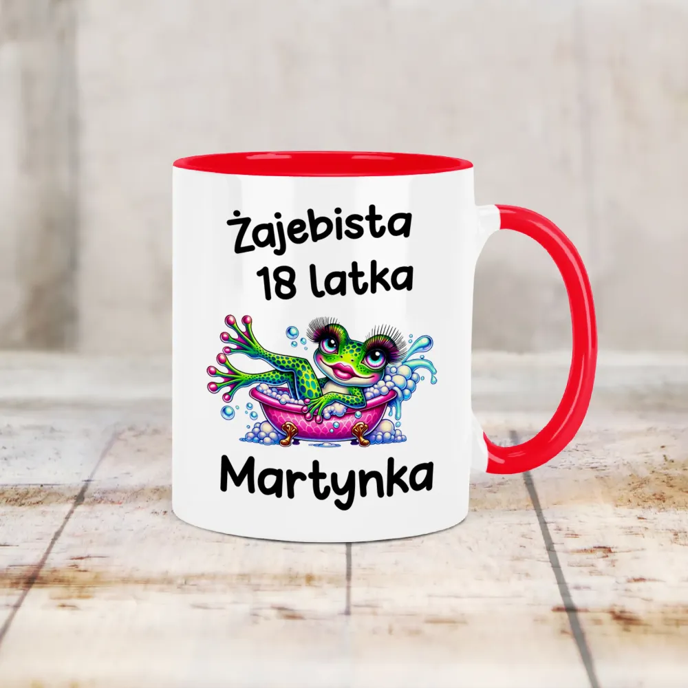 Kubek KolorMix - ŻAJEBISTA 18 latka + imię - personalizuj imię i rok