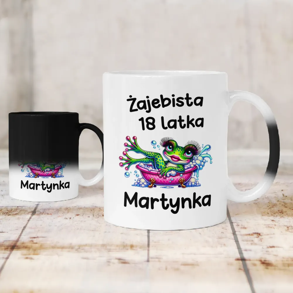 Kubek KolorMix - ŻAJEBISTA 18 latka + imię - personalizuj imię i rok