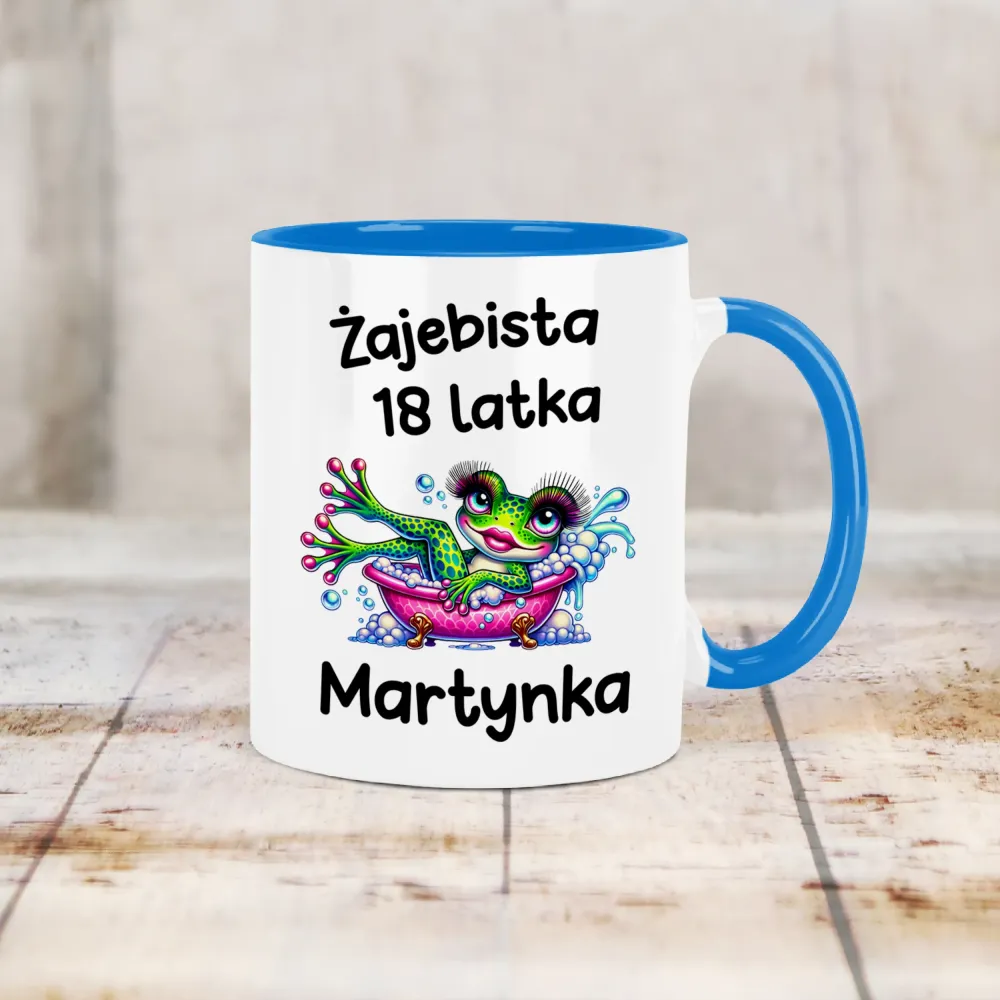 Kubek KolorMix - ŻAJEBISTA 18 latka + imię - personalizuj imię i rok