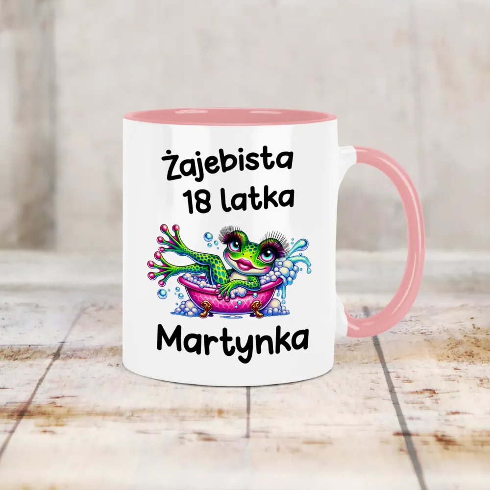 Kubek KolorMix - ŻAJEBISTA 18 latka + imię - personalizuj imię i rok