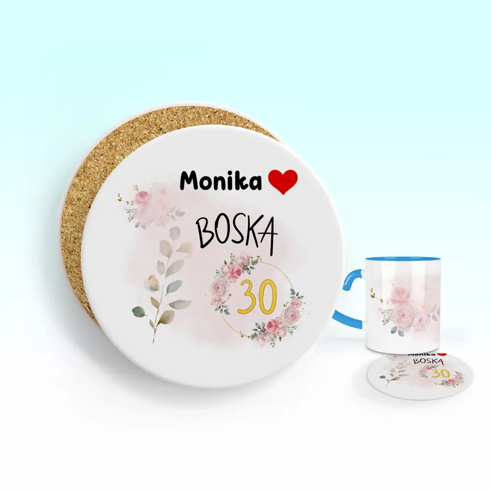 Podkładka pod kubek - Urodzinowa, Boska 30 - WPISZ WIEK I IMIĘ - personalizuj