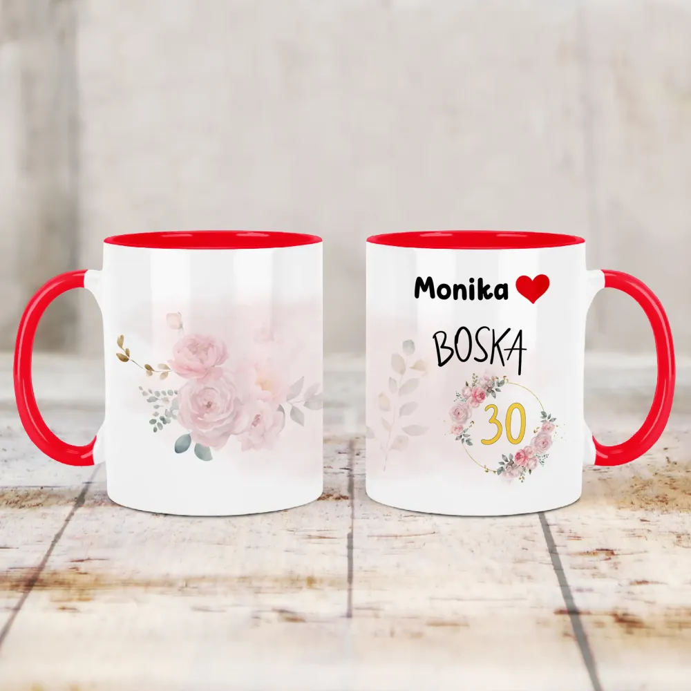 Kubek KolorMix - Urodzinowy, Boska 30 - WPISZ WIEK I IMIĘ - personalizuj