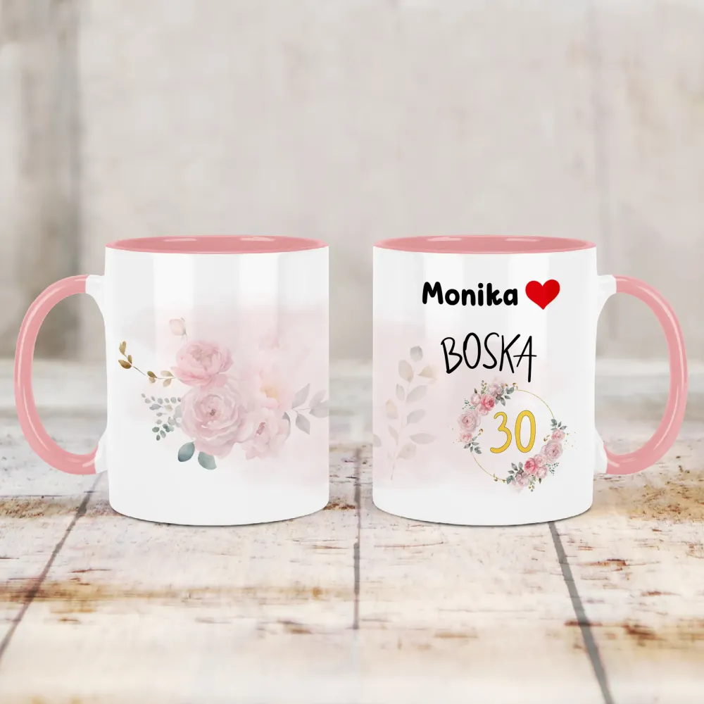 Kubek KolorMix - Urodzinowy, Boska 30 - WPISZ WIEK I IMIĘ - personalizuj