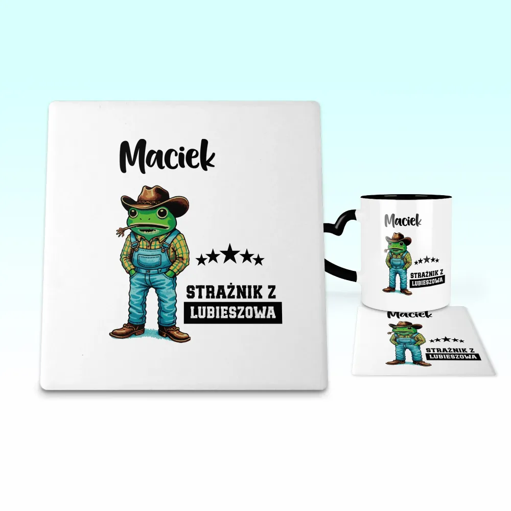 Podkładka pod kubek - Strażnik z ... - personalizuj Miejscowość i Imię