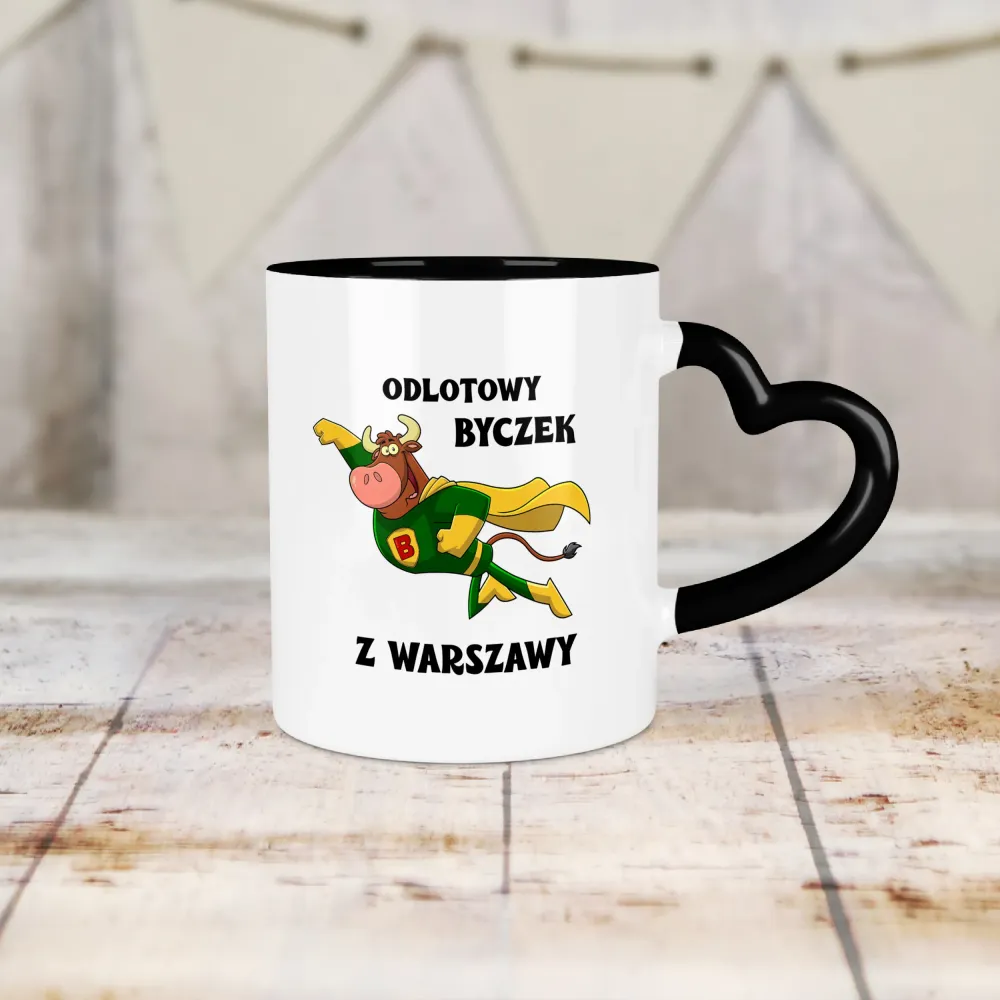 Kubek Serce - Odlotowy Byczek - personalizuj miejscowość