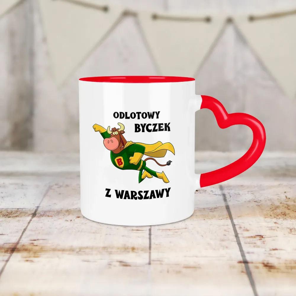 Kubek Serce - Odlotowy Byczek - personalizuj miejscowość