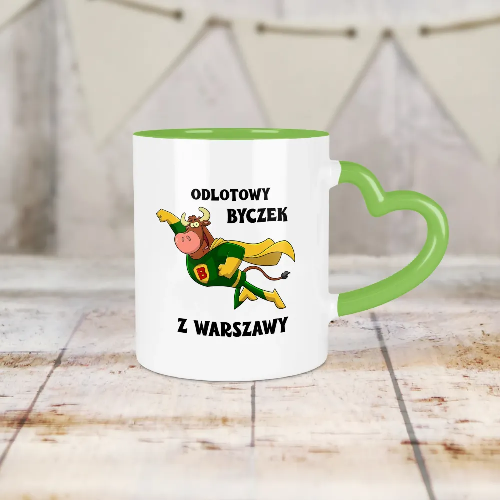 Kubek Serce - Odlotowy Byczek - personalizuj miejscowość