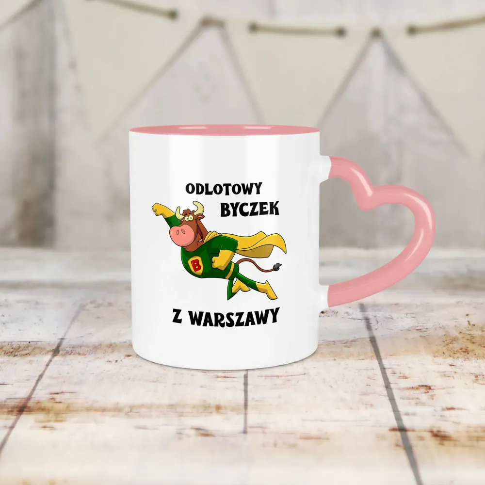 Kubek Serce - Odlotowy Byczek - personalizuj miejscowość
