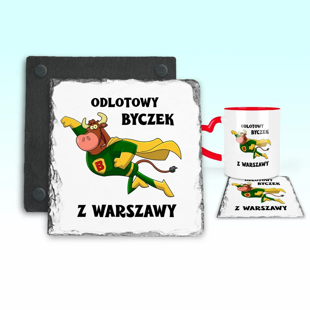 Podkładka pod kubek - Odlotowy Byczek - personalizuj miejscowość