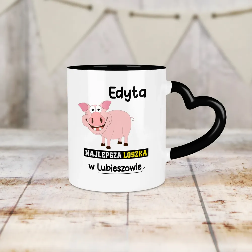 Kubek Serce - Najlepsza loszka w - Personalizuj miejscowość i imię