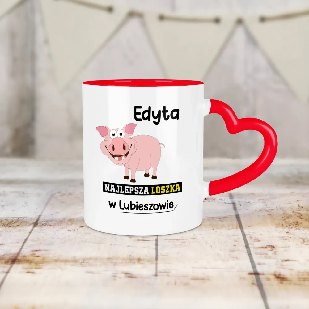 Kubek Serce - Najlepsza loszka w - Personalizuj miejscowość i imię