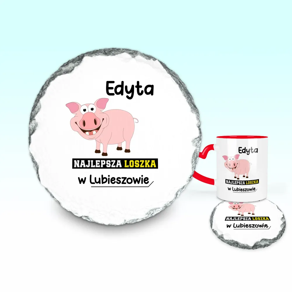 Podkładka pod kubek - Najlepsza loszka w - Personalizuj miejscowość i imię