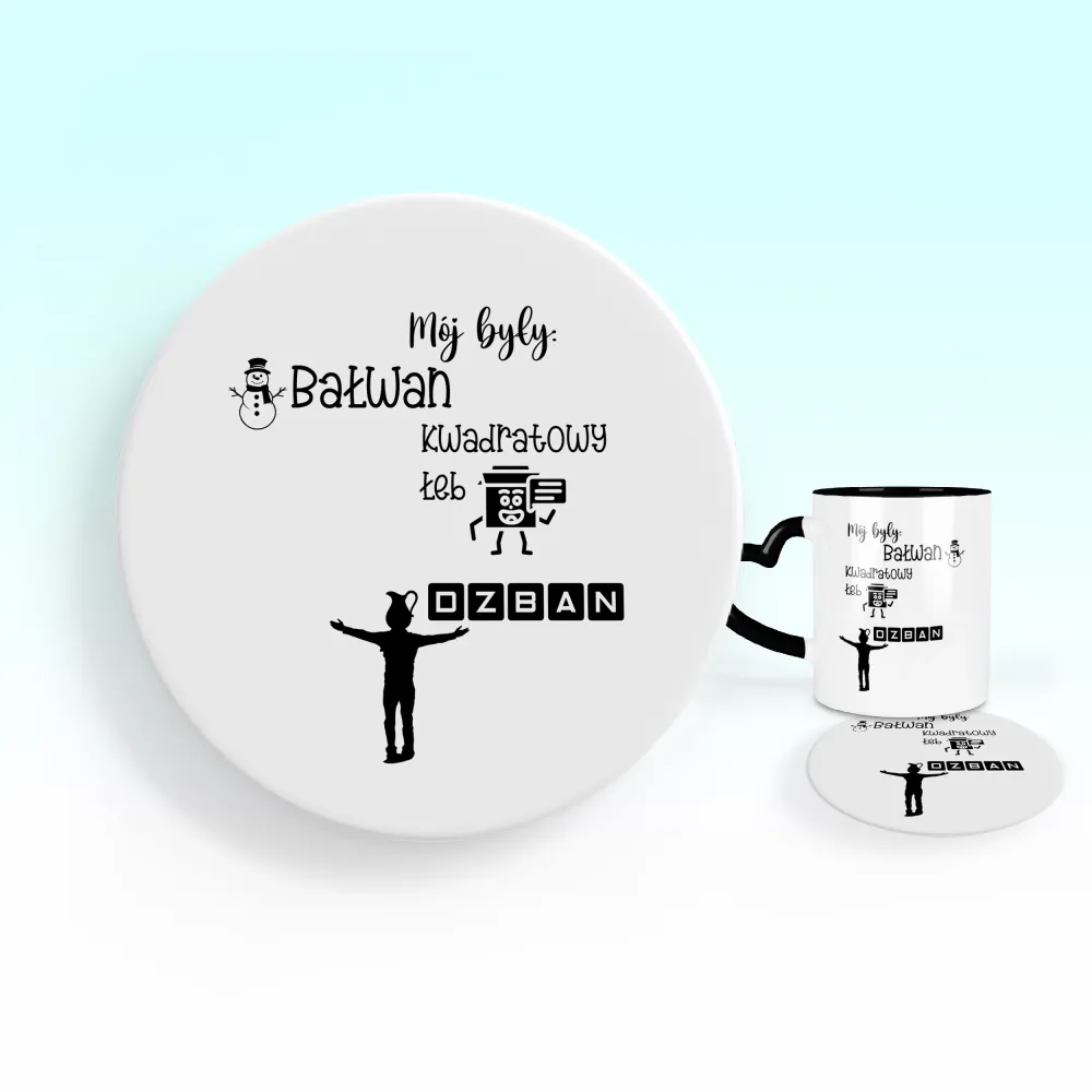 Podkładka pod kubek - Mój były - Bałwan, Kwadratowy Łeb, DZBAN